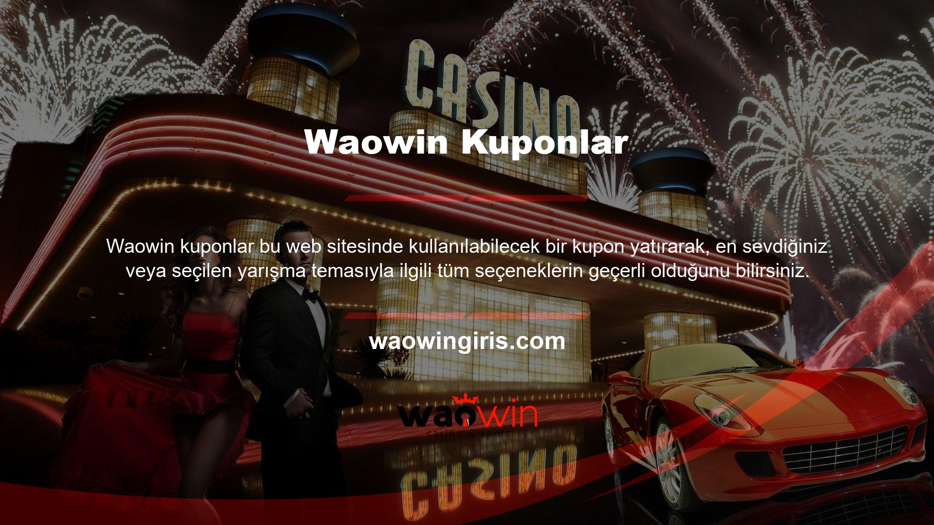 Waowin, tüm sporlar, tüm seçenekler, tüm şampiyonalar, kupalar ve turnuvalar için kupon seçenekleri